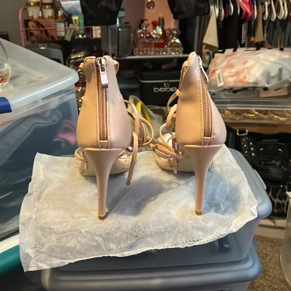 Beautiful nude lace up heels by Simmi London with clear strap size 10 EU 41 - Picture 4 of 4